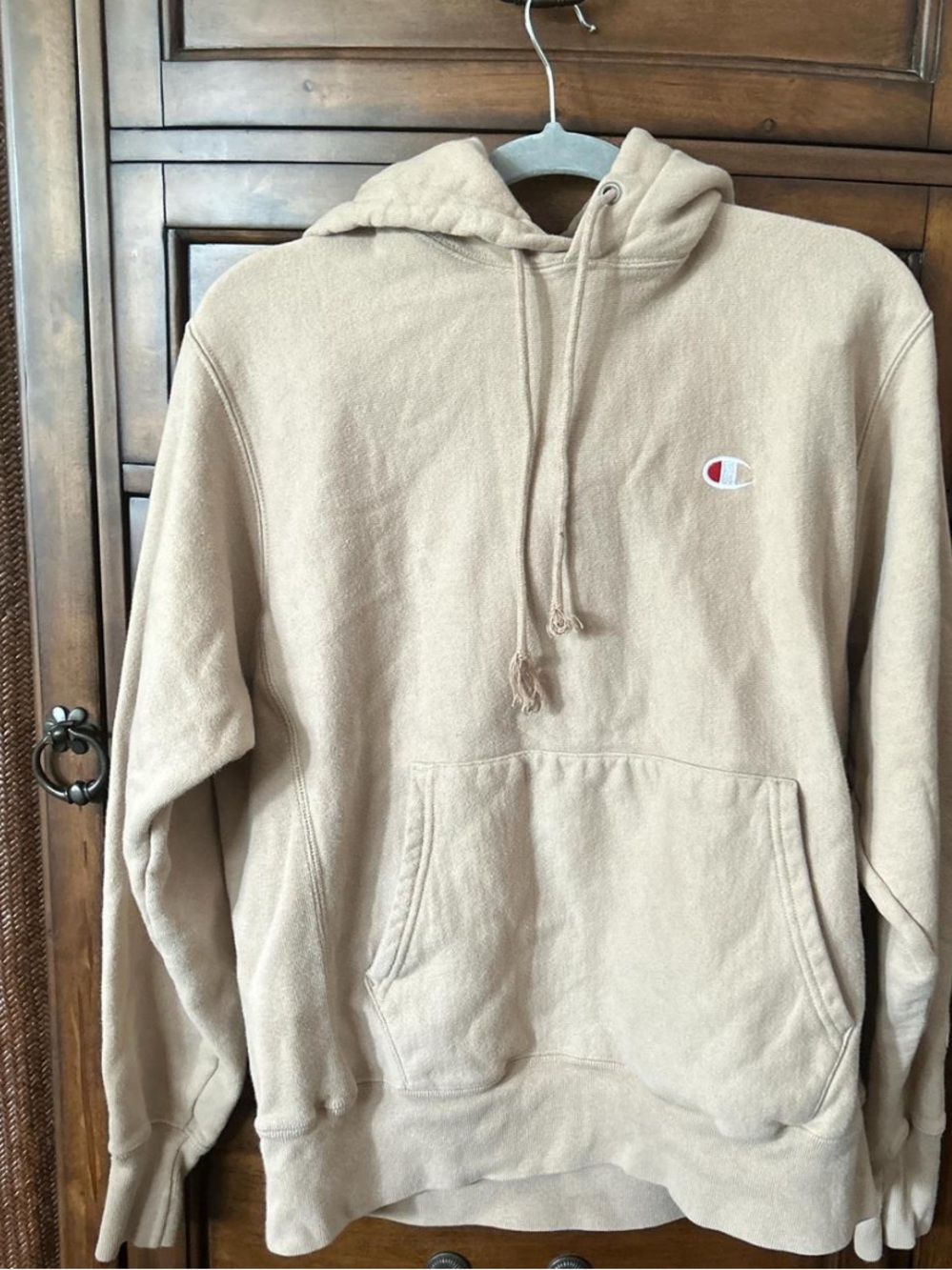 Champion Beige/Tan Hooded Pullover Sweatshirt